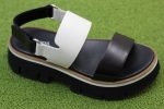 Women s 21432 Sandal - Black White Leather Online now