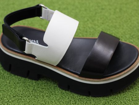 Women s 21432 Sandal - Black White Leather Online now