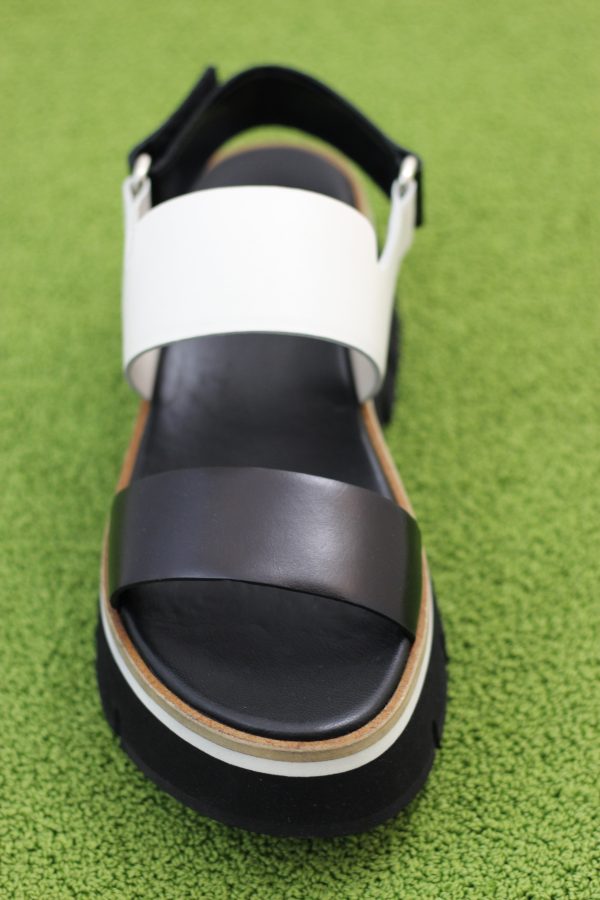 Women s 21432 Sandal - Black White Leather Online now