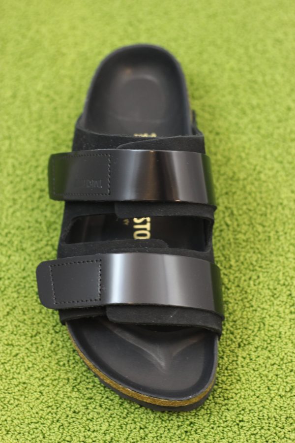 Women s Uji Hex Sandal - Black Black Hi Shine Leather Nubuck For Cheap