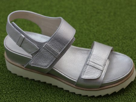 Women s Elba Velcro Sandal - Plata Metal Leather Online Hot Sale