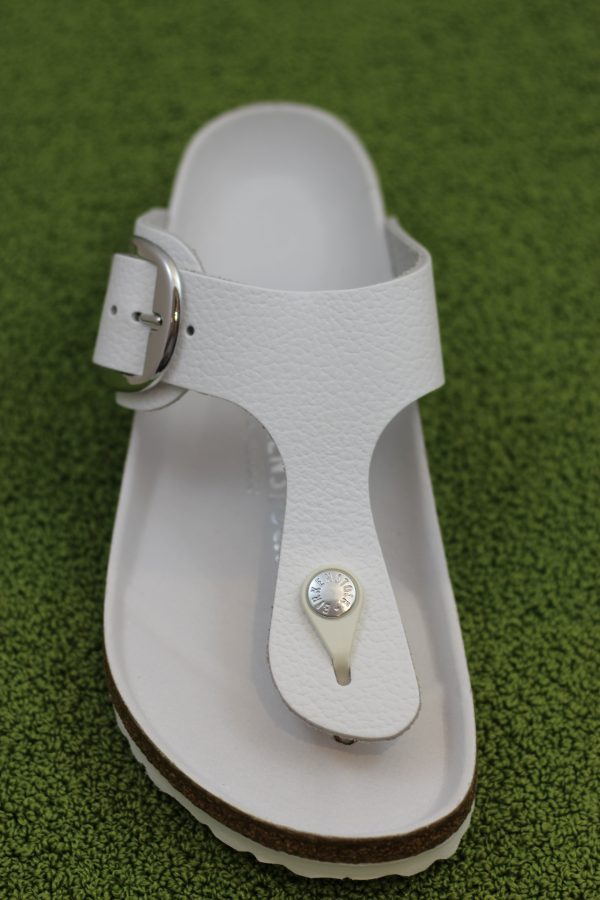 Women s Gizeh Big Buckle Sandal - White Leather Cheap