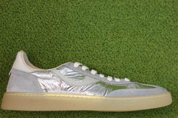 Women s 3AS420 Sneaker - Silver Metallic Leather For Cheap