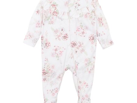 Bebe Amelie Floral L S Zip Romper (Size NB-1) Online Sale