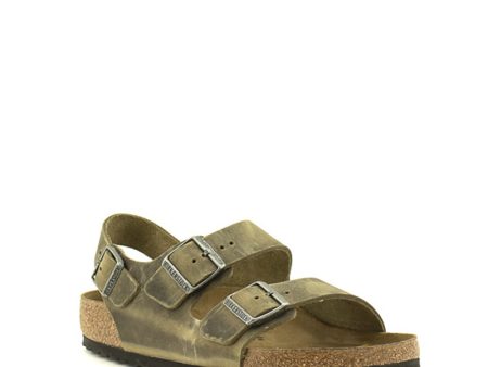 Birkenstock — Milano Oiled Leather Regular Width - Faded Khaki Discount