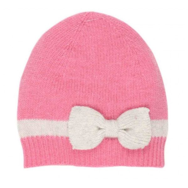 Bebe Pink Beanie w  Knit Bow Sale