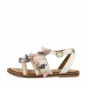 WHITE SANDALS WITH PINK AND GREY POMPONS FOR GIRLS Online Hot Sale