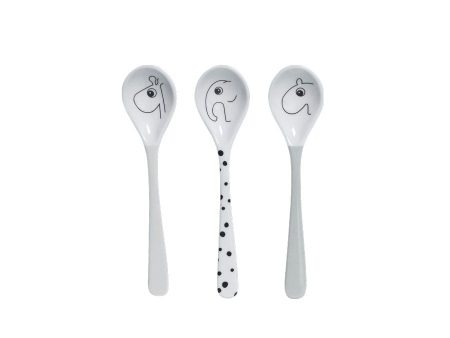 Done By Deer Happy Dots 3 Spoon Set - Grey Fashion