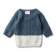 Wilson & Frenchy Steel Blue Dipped Cable Knit Jumper Discount