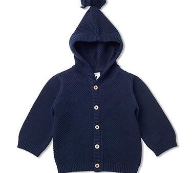 Walnut GABLE KNIT HOOD CARDI NAVY Online