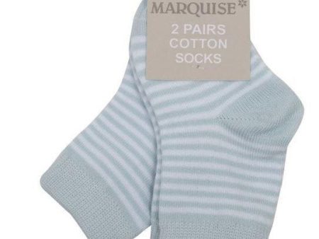 Marquise 2 Pack Blue Stripy Cotton Socks Fashion