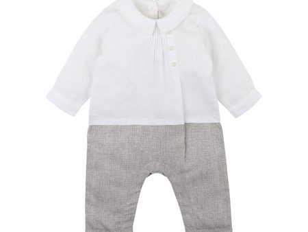 Bebe Albert Collared Romper - Ivory Latte (Size NB-1) Hot on Sale