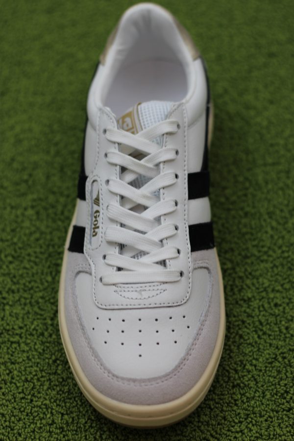 Women s Hawk Sneaker - White Black Gold Leather Suede Supply