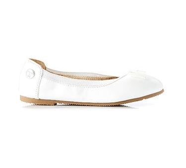 Walnut Catie Bow Ballet in Patent White For Sale