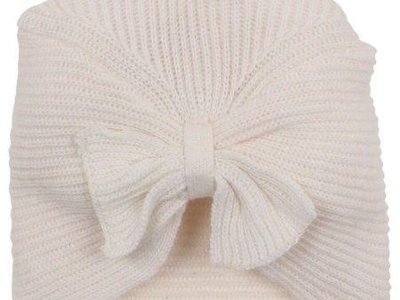 Bebe Cable Bow Knit Beanie - Cloud Hot on Sale