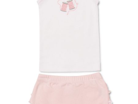 Marquise Thread Singlet & Bloomer Set - White Pink For Discount