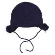 Fox & Finch Side Pom Pom Beanie- Navy on Sale