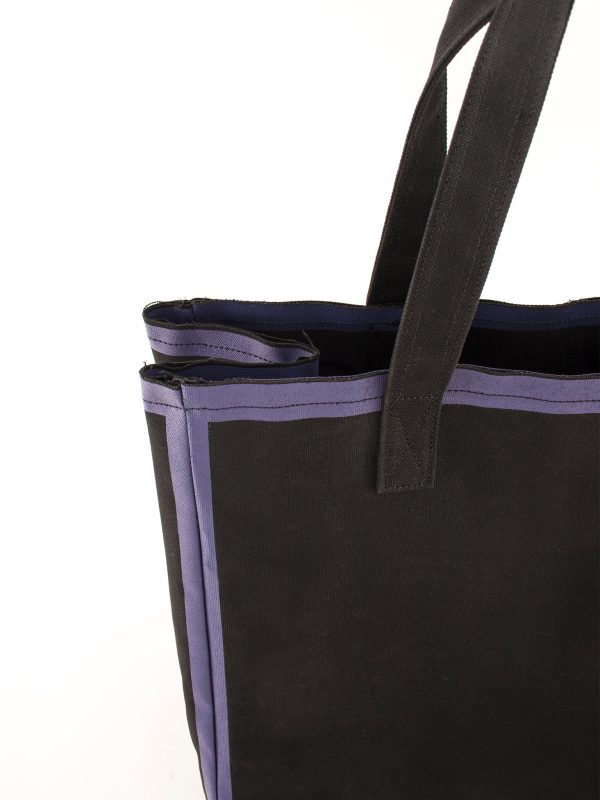 Canvas tote bag, black & purple Sale