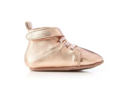 Walnut Hunter Leather Bootee in Rose Gold Online now