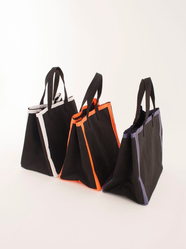 Canvas tote bag, black & purple Sale