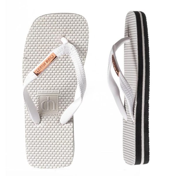 Damien Hall Flip Flops - White (Size 8-1) For Sale