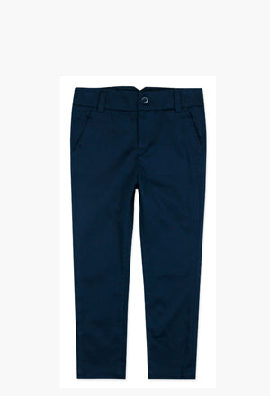 Boboli Boys Stretch Satin Trousers- Navy Discount