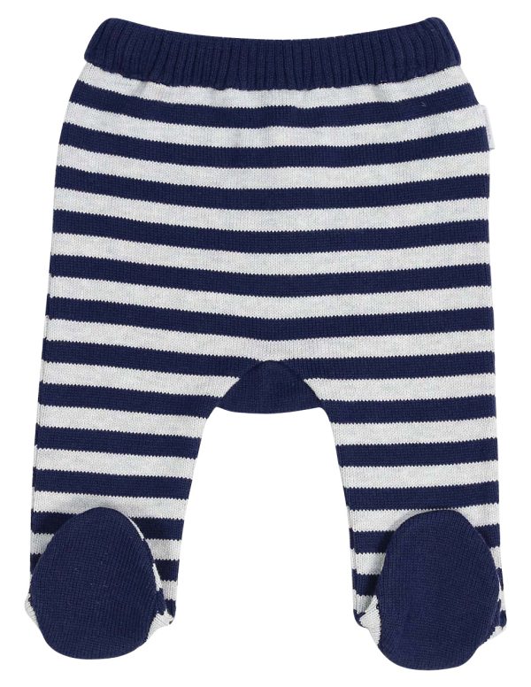 Korango Baa Baa White Sheep Stripe Knit Legging - Grey Navy Stripe on Sale