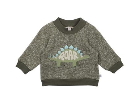 Fox & Finch T-Rex Roar Sweater - Khaki Fleck (Size 00-7) Hot on Sale