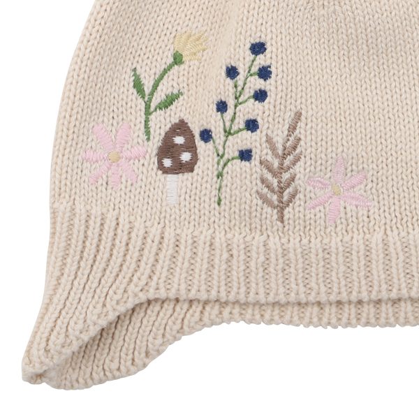 Bebe Ivy Embroidered Beanie in Cream (Size NB-7Y) Hot on Sale