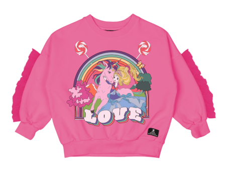 Rock Your Kid Unicorn Love Sweatshirt - Hot Pink (Size 2-7) Online Hot Sale