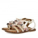 WHITE SANDALS WITH PINK AND GREY POMPONS FOR GIRLS For Cheap