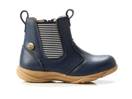 Walnut Rodeo Leather Boot - Navy For Cheap