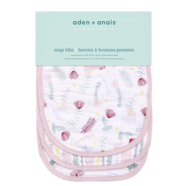 Aden + Anais Essentials 3 Packs Classic Snap Bibs - Floral Fauna For Sale