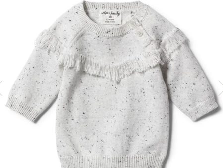 Wilson & Frenchy Knitted Jumper with Fringe-Grey Speckle Online now