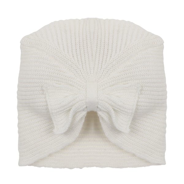 Bebe Layla Bow Knit Beanie in Cloud (Size NB-3Y) Online now