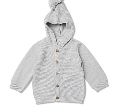 Walnut GABLE KNIT HOOD CARDI PALE GREY MARL Sale