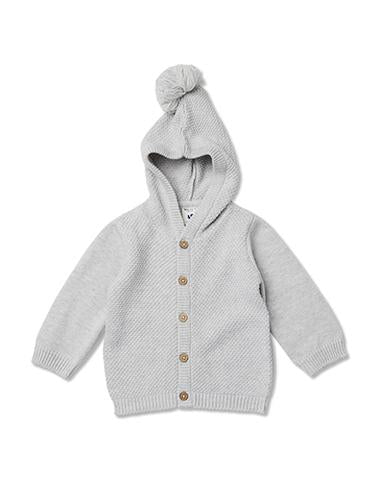 Walnut GABLE KNIT HOOD CARDI PALE GREY MARL Sale